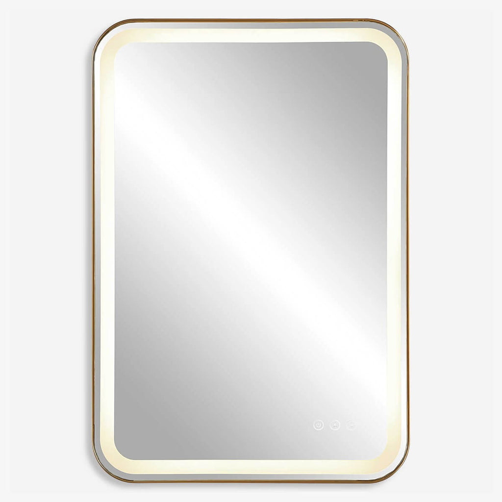 UTTERMOST CROFTON LIGHTED VANITY MIRROR BRASS 09862