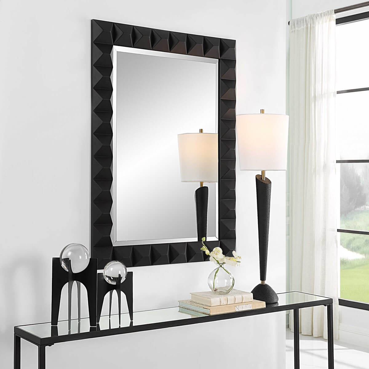 UTTERMOST STUDDED MIRROR BLACK 09941