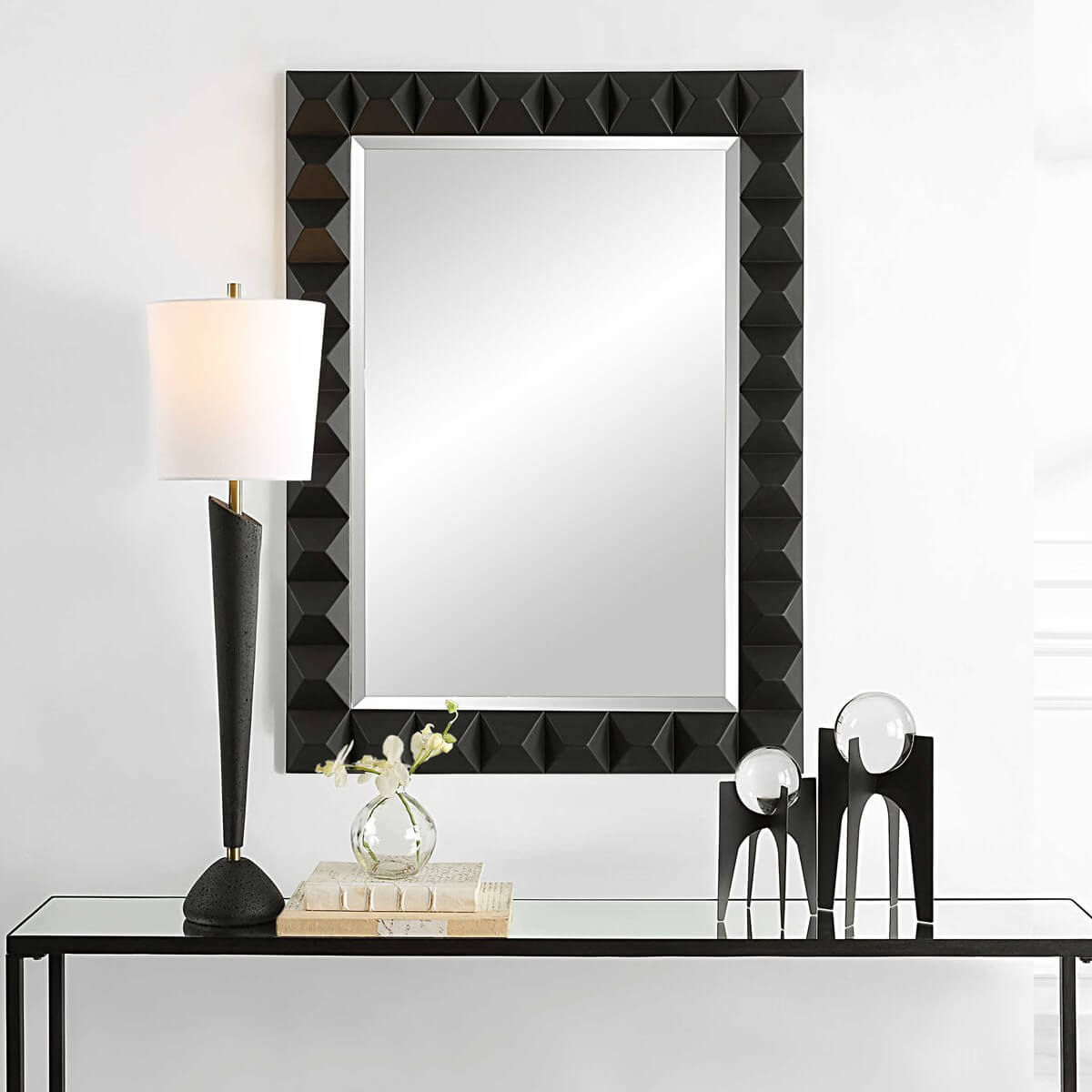UTTERMOST STUDDED MIRROR BLACK 09941