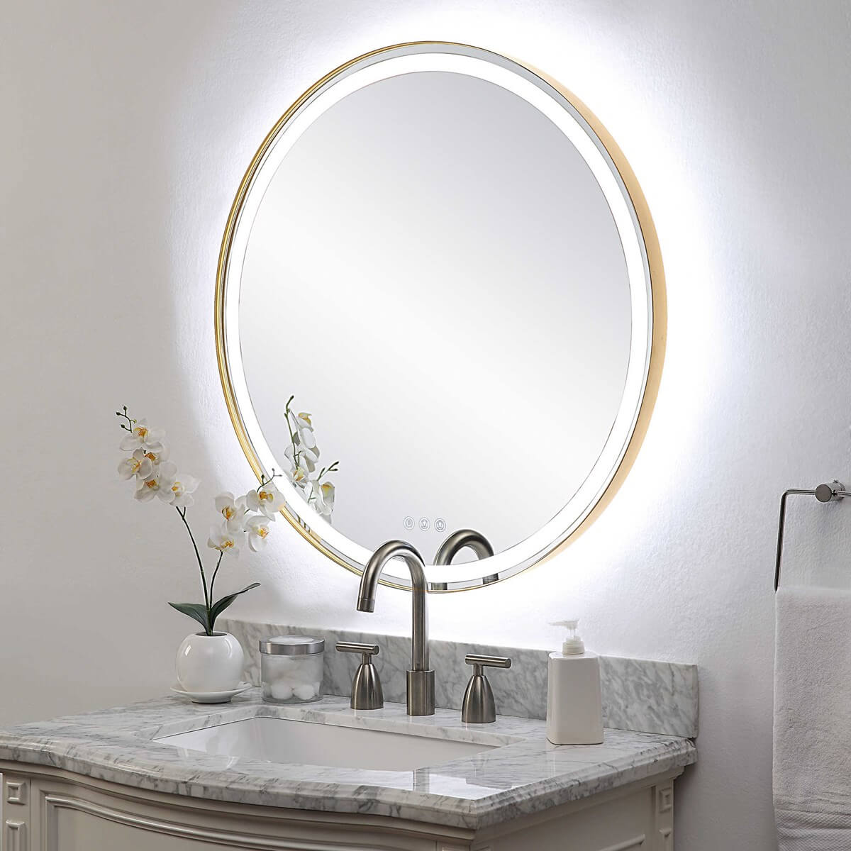 UTTERMOST CROFTON LIGHTED ROUND MIRROR BRASS 09947