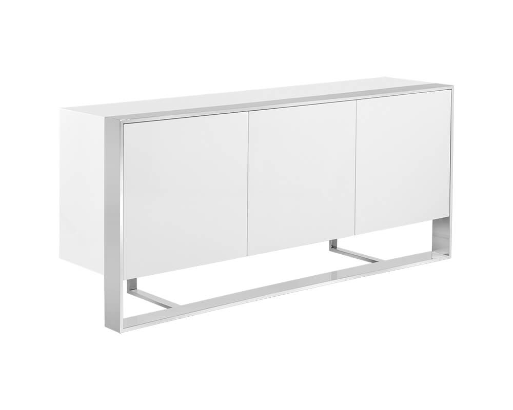 SUNPAN Dalton Sideboard - Stainless Steel - High Gloss White 101658