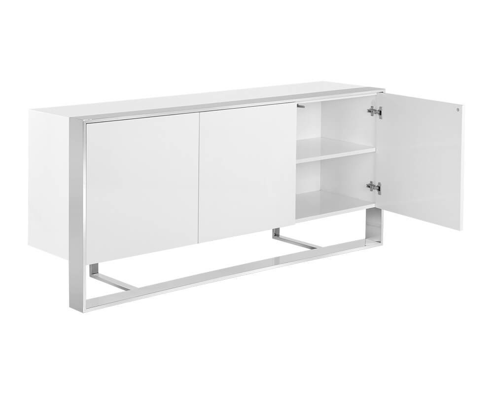 SUNPAN Dalton Sideboard - Stainless Steel - High Gloss White 101658