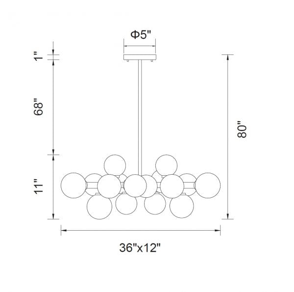 CWI LIGHTING ARYA 16-LIGHT CHANDELIER 1020P36-16-101