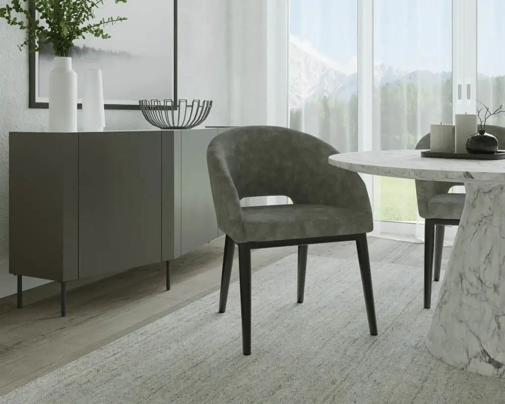 SUNPAN  102743  THATCHER DINING CHAIR - BLACK BASE - ANTIQUE GREY