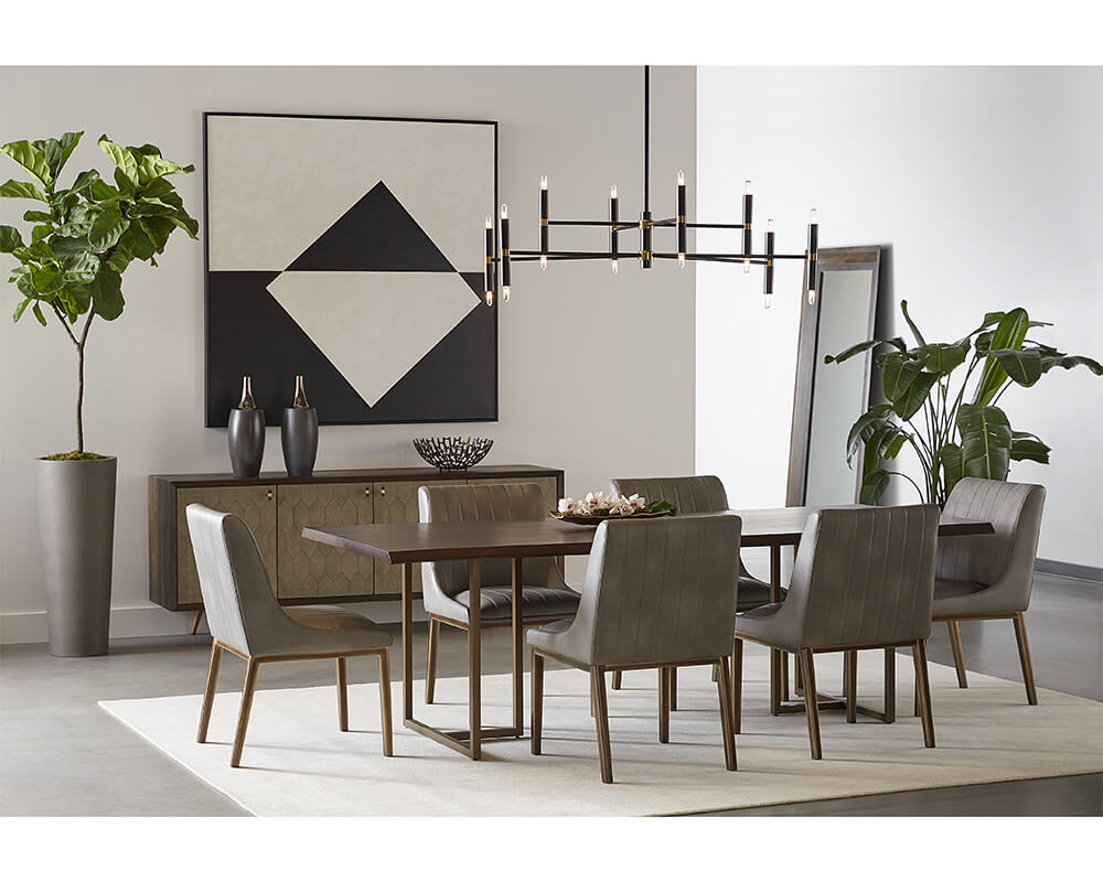 SUNPAN Donnelly Dining Table Antique Brass - Dark Mango - 95" 103315