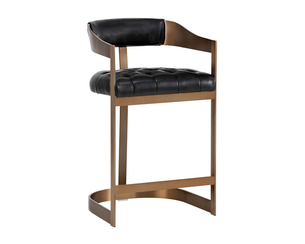 SUNPAN Beaumont Counter Stool - Antique Brass - Cantina Black 104014