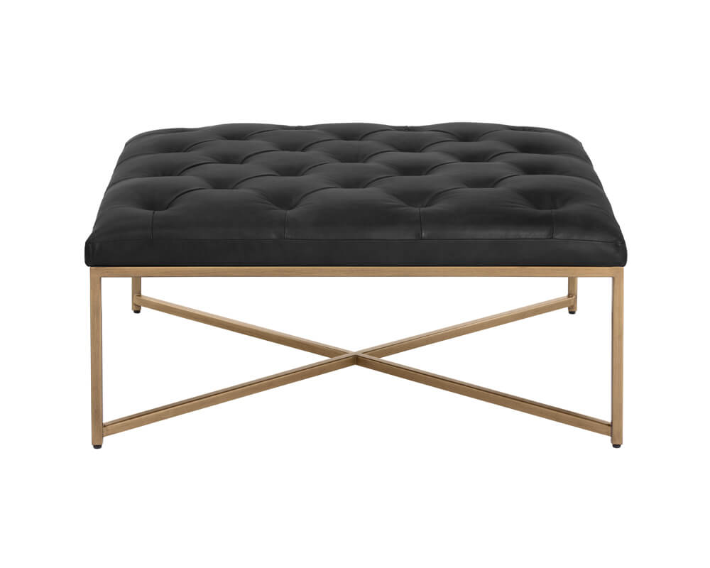 SUNPAN Endall Ottoman Vintage Black Night Leather 104087