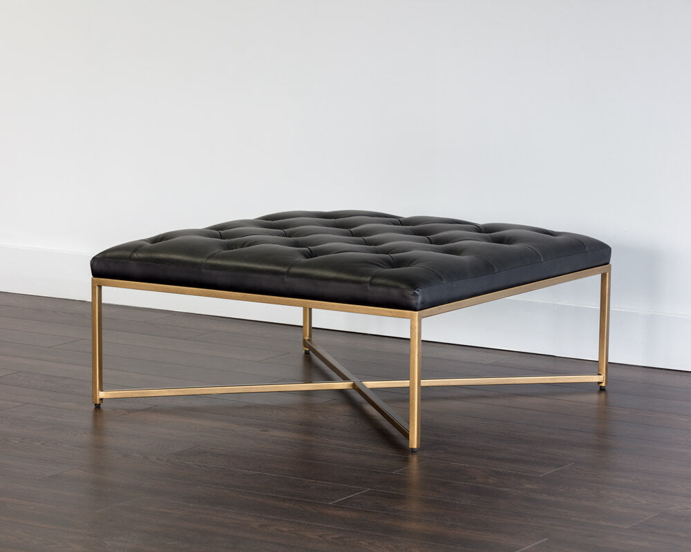 SUNPAN Endall Ottoman Vintage Black Night Leather 104087