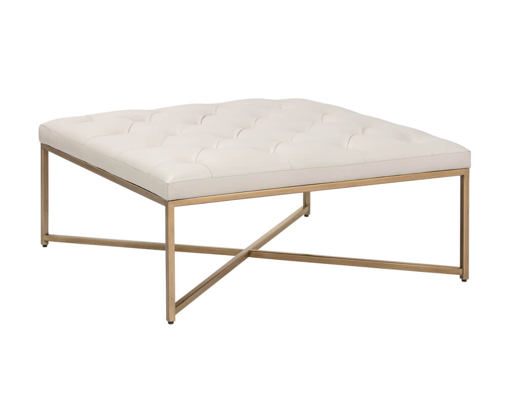 SUNPAN Endall Ottoman - Vintage Vanilla Leather 104089