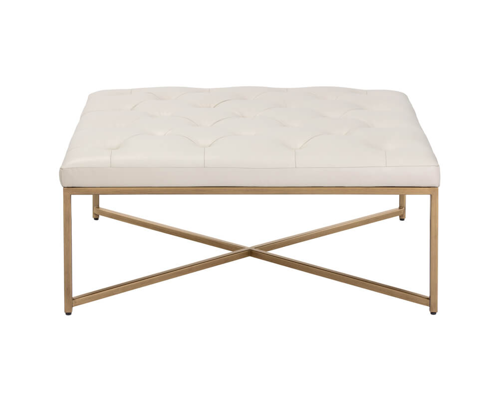 SUNPAN Endall Ottoman - Vintage Vanilla Leather 104089