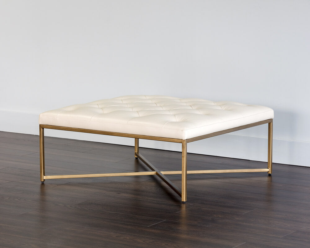 SUNPAN Endall Ottoman - Vintage Vanilla Leather 104089