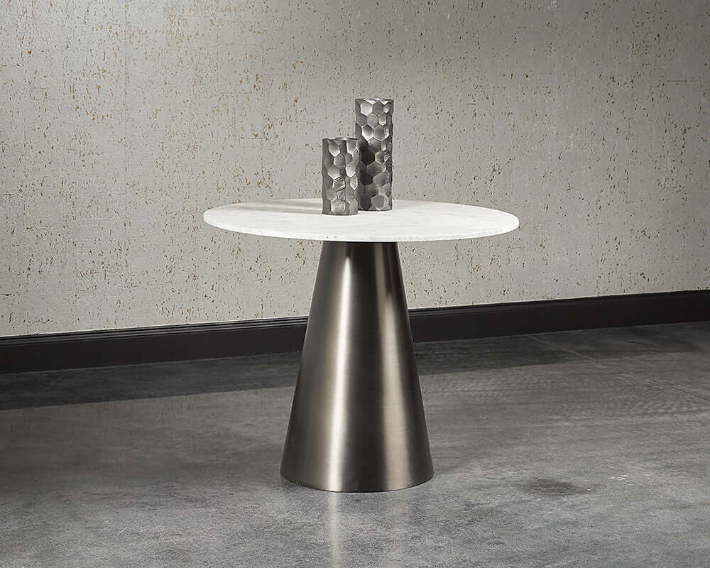 SUNPAN  104425  Damon Bistro Table - Gunmetal - White Marble - 35.5"