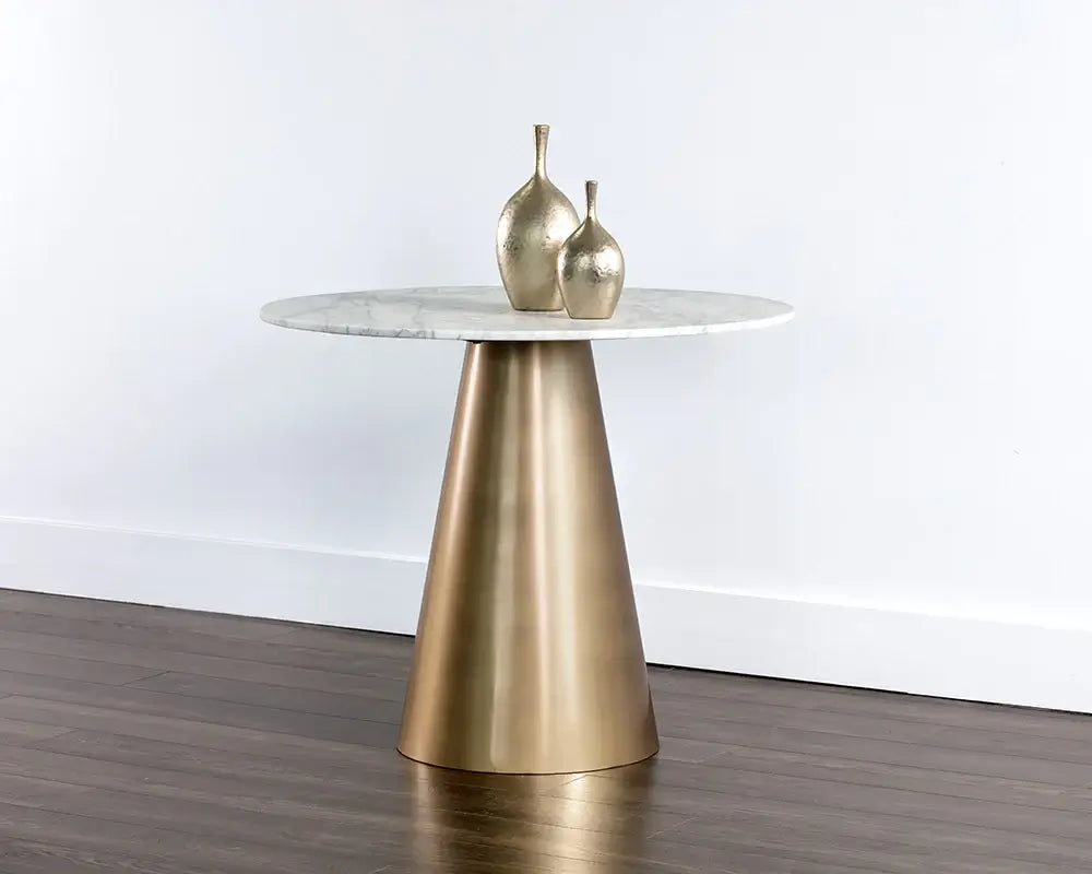 SUNPAN  104426  Damon Bistro Table - Gold - White Marble - 35.5"