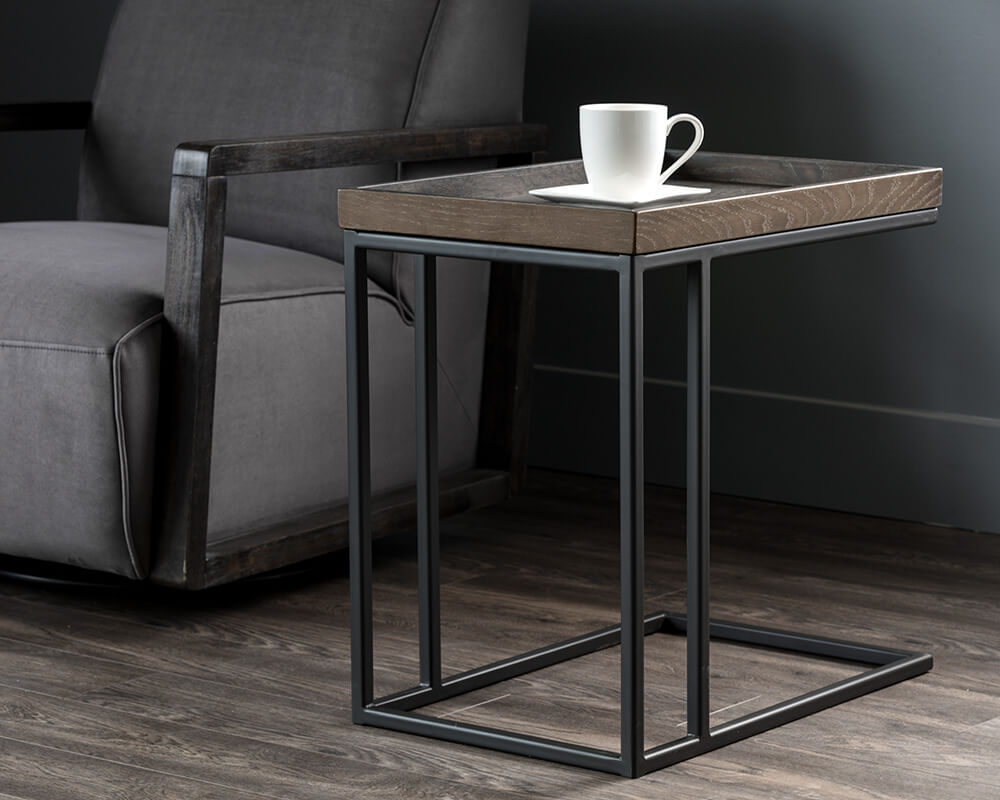 SUNPAN Arden C-shaped End Table - Black - Charcoal Grey 104615