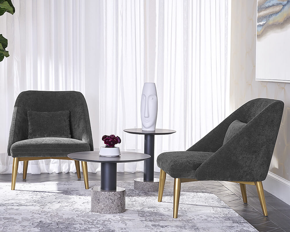 SUNPAN Monaco End Table - Black - Grey Marble / Raw Umber 104630
