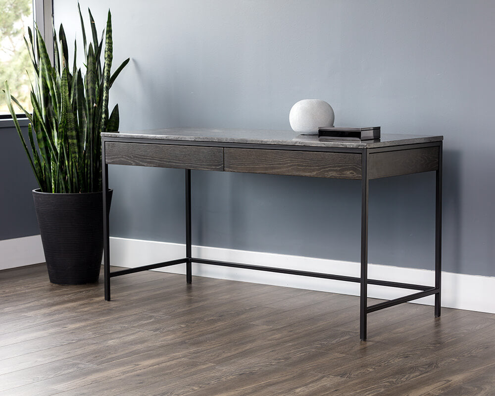 SUNPAN Stamos Desk Grey Marble / Charcoal Grey 104634