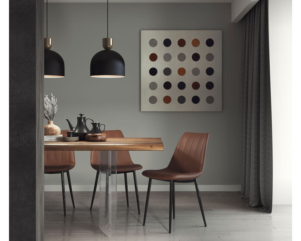 SUNPAN Drew Dining Chair - Black - Bravo Cognac SET OF TWO 104963
