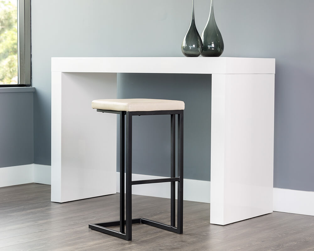 SUNPAN Boone Counter Stool - Black - Bravo Cream SET OF TWO 104958