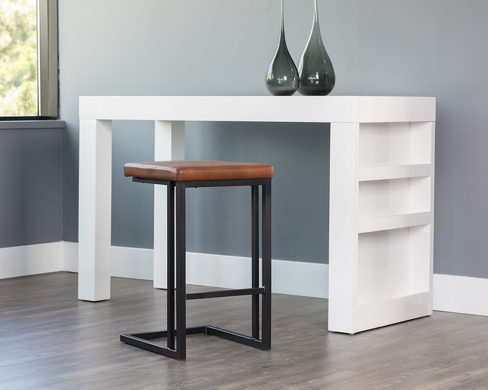 SUNPAN Boone Counter Stool - Black - Bravo Cognac SET OF TWO 104957