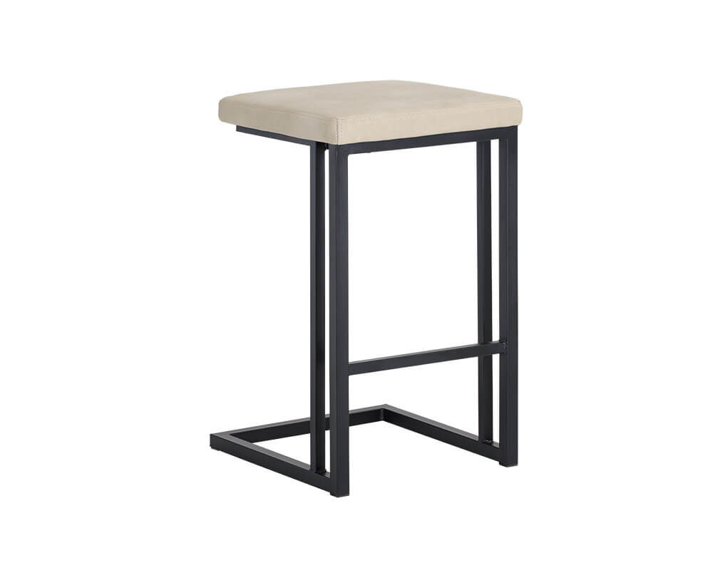 SUNPAN Boone Counter Stool - Black - Bravo Cream SET OF TWO 104958