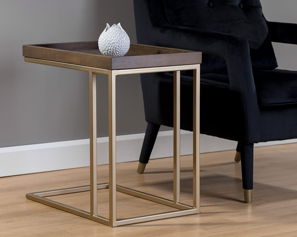 SUNPAN Arden C-shaped End Table - Gold - Raw Umber 105235