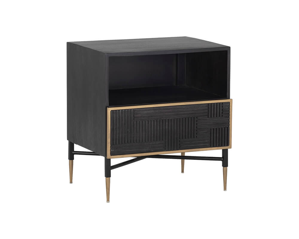 SUNPAN Markwood Nightstand - Brass - Dark Brown 105798