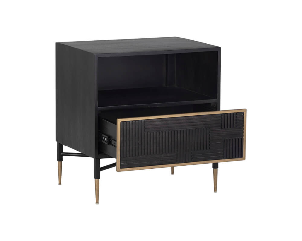 SUNPAN Markwood Nightstand - Brass - Dark Brown 105798
