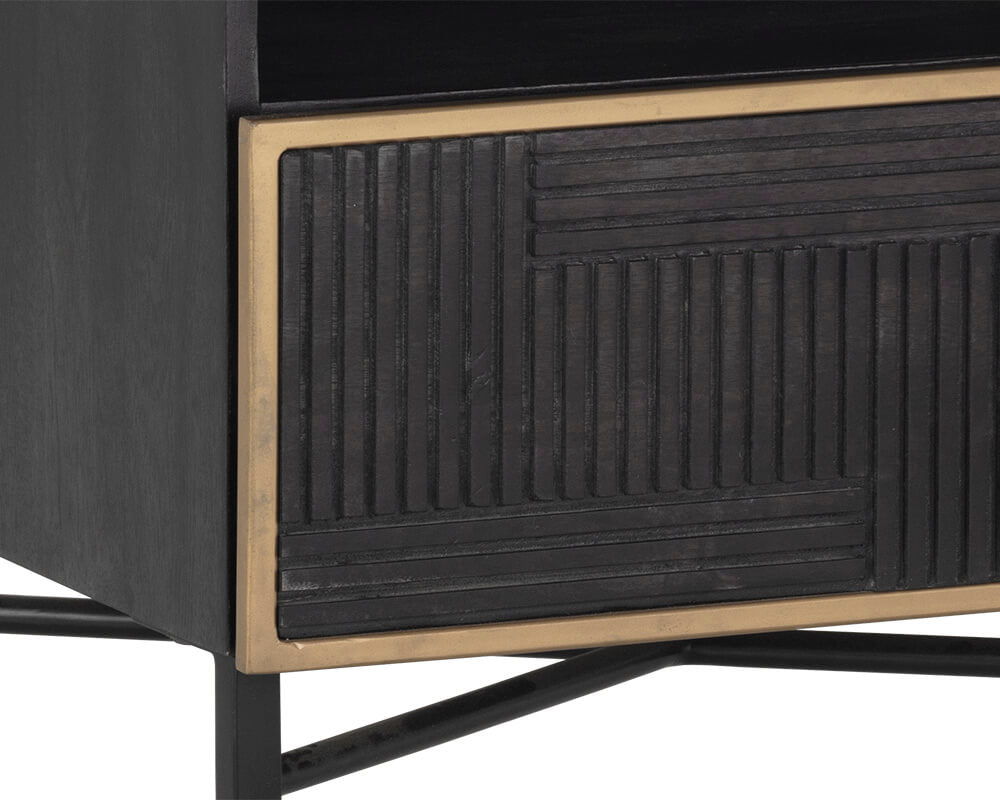 SUNPAN Markwood Nightstand - Brass - Dark Brown 105798