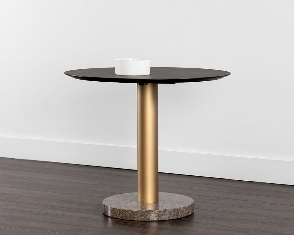 SUNPAN Monaco Bistro Table - Gold - Grey Marble / Charcoal Grey - 35.5" 105878