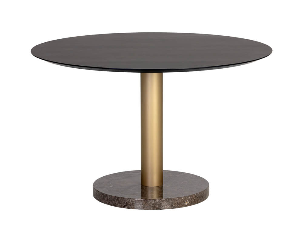 SUNPAN Monaco Dining Table - Gold - Grey Marble - Charcoal Grey - 48" 105882