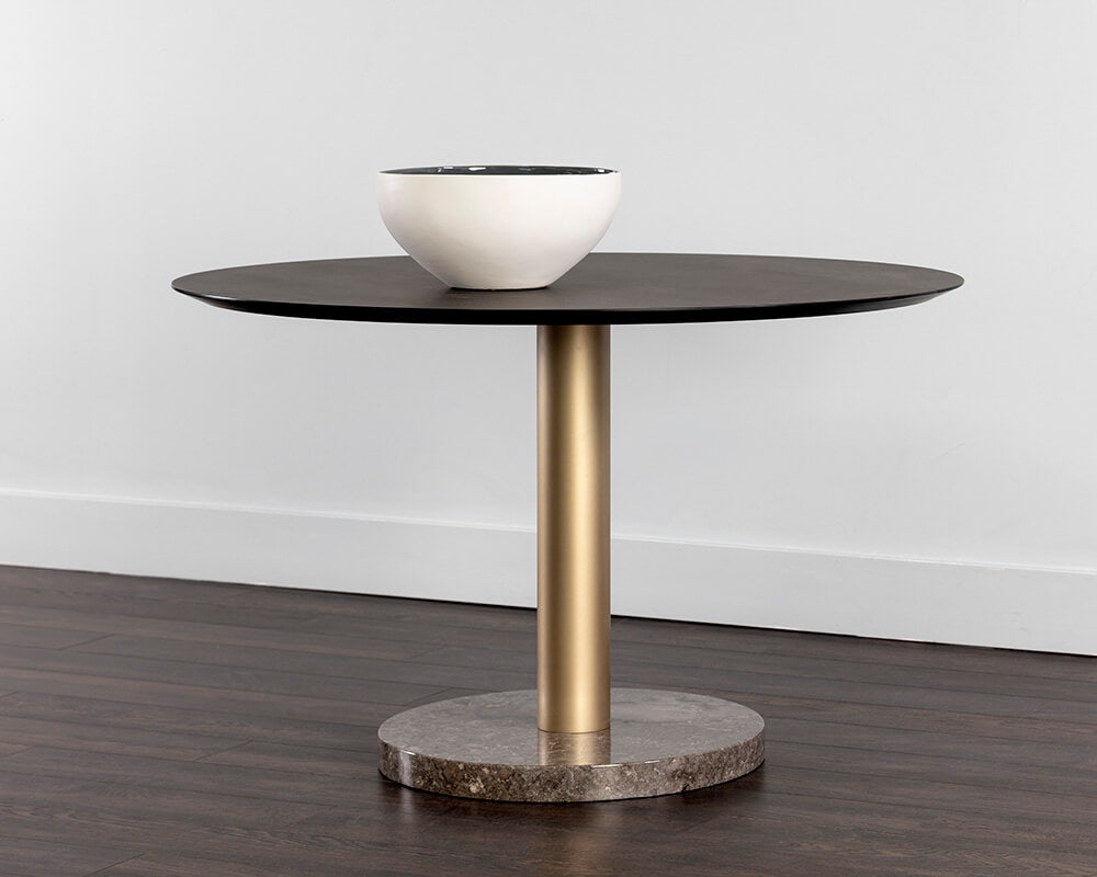 SUNPAN Monaco Dining Table - Gold - Grey Marble - Charcoal Grey - 48" 105882