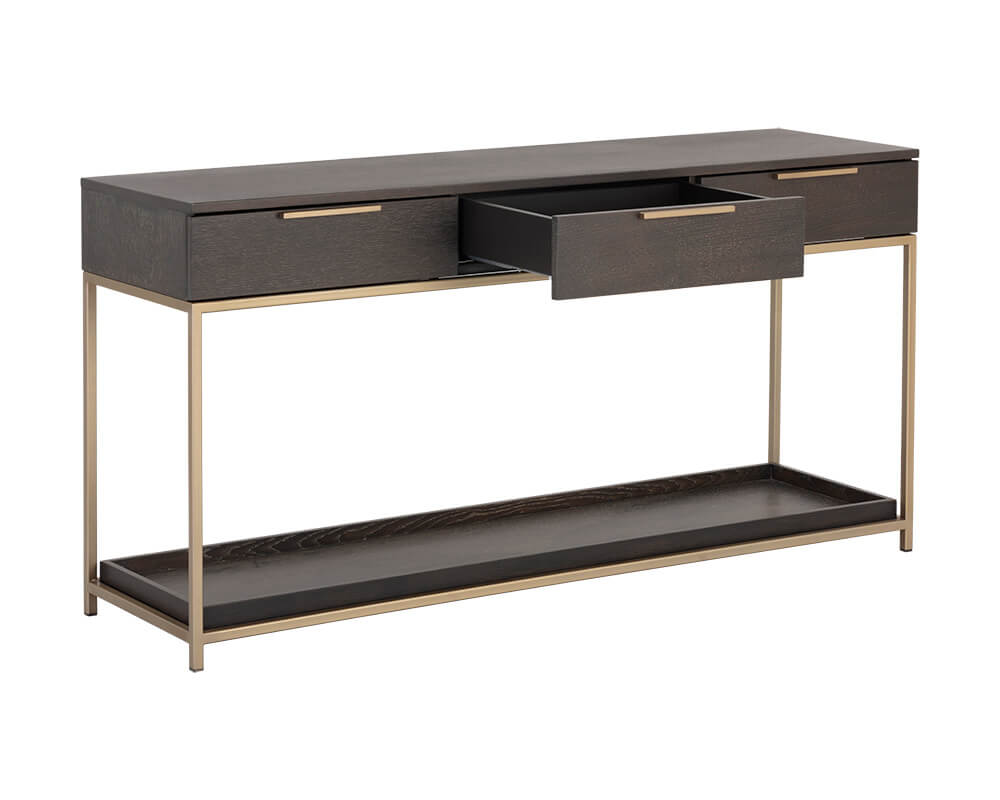 SUNPAN Rebel Console Table With Drawers - Gold - Charcoal Grey 105889