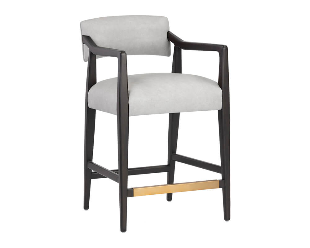 SUNPAN Keagan Counter Stool - Saloon Light Grey Leather 110559