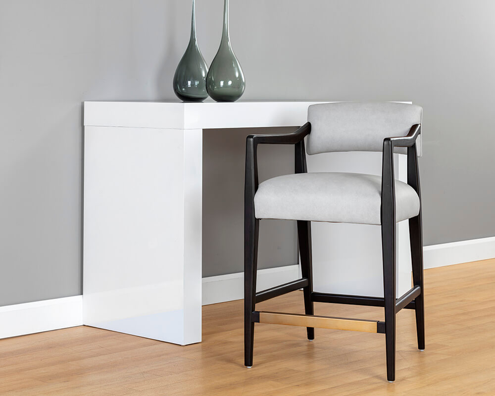 SUNPAN Keagan Counter Stool - Saloon Light Grey Leather 110559