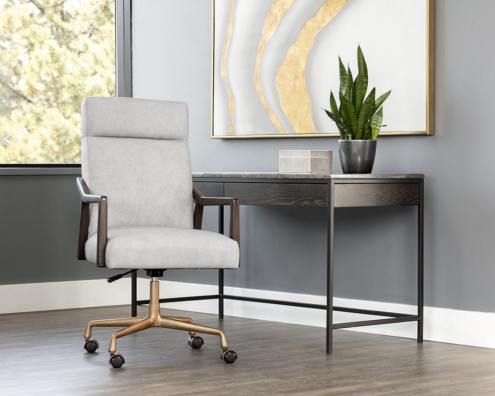 SUNPAN Collin Office Chair Saloon Light Grey Leather 106092