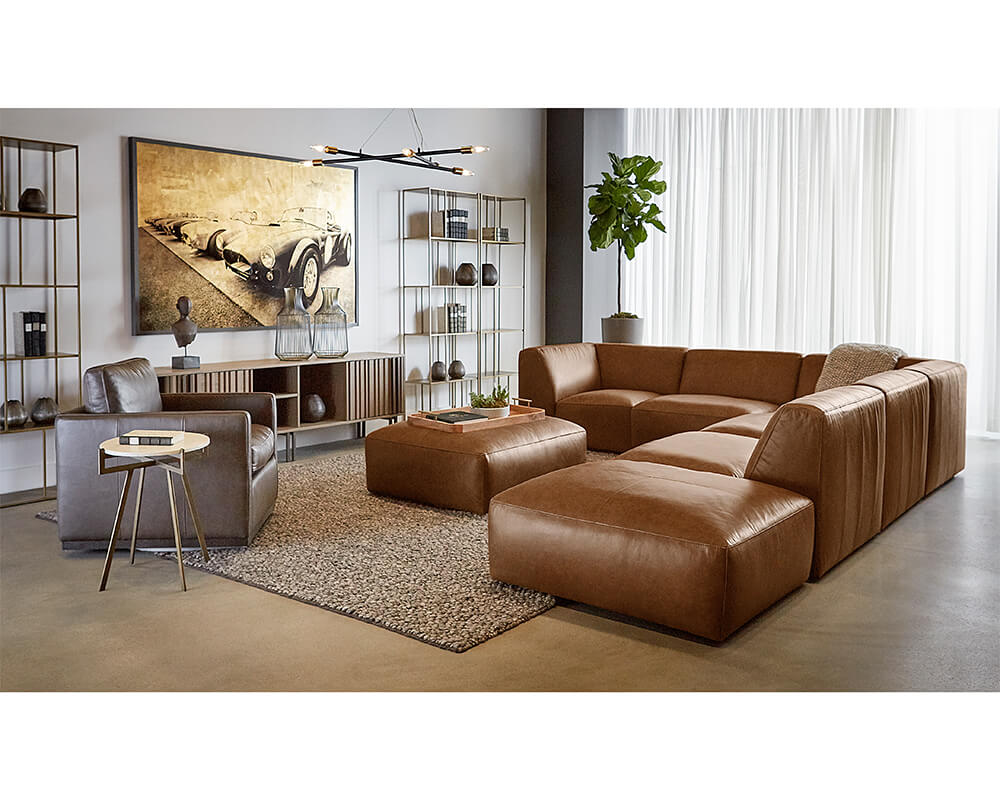 SUNPAN Watson Modular Armless Chair - Marseille Camel Leather 106176