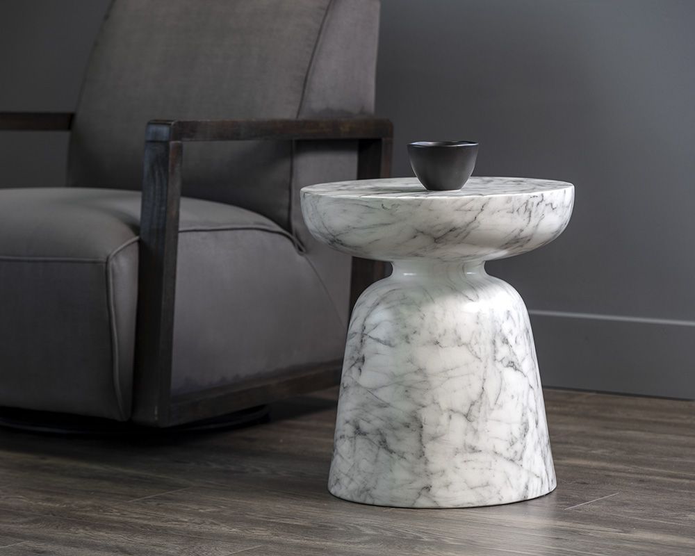 SUNPAN Lucida End Table Marble Look White 106283