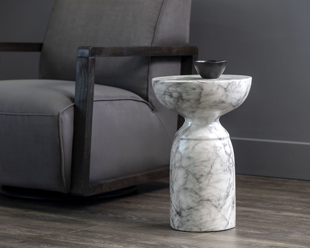 SUNPAN Goya End Table Marble Look White 106284