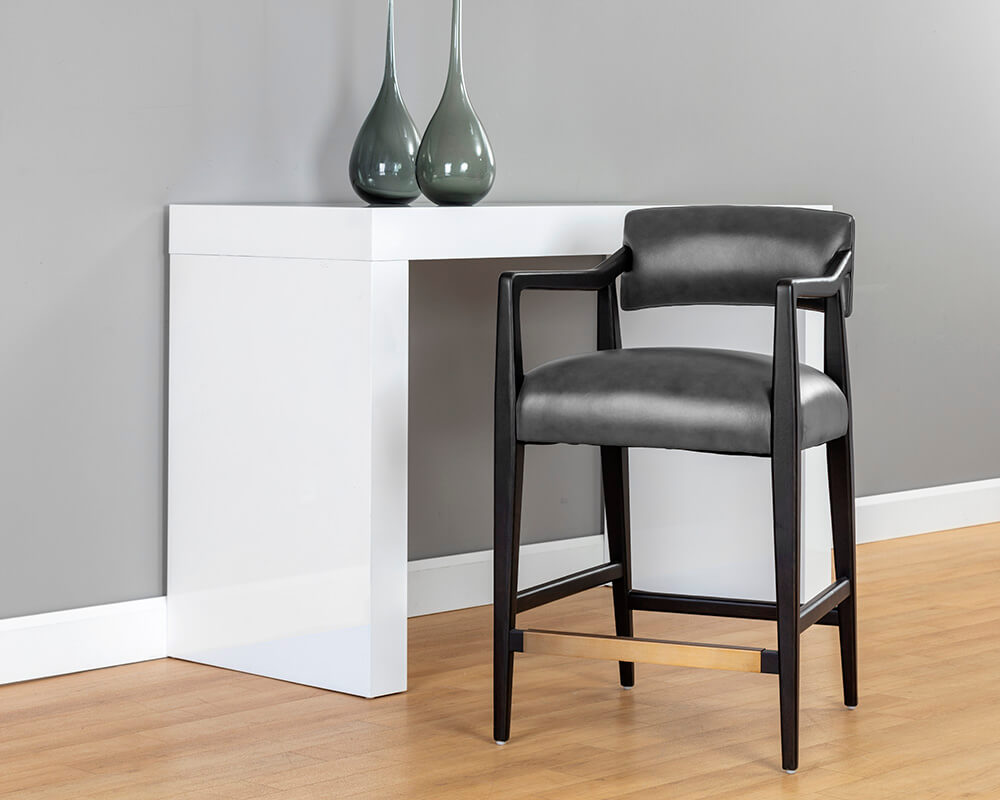 SUNPAN Keagan Counter Stool - Brentwood Charcoal Leather 110558