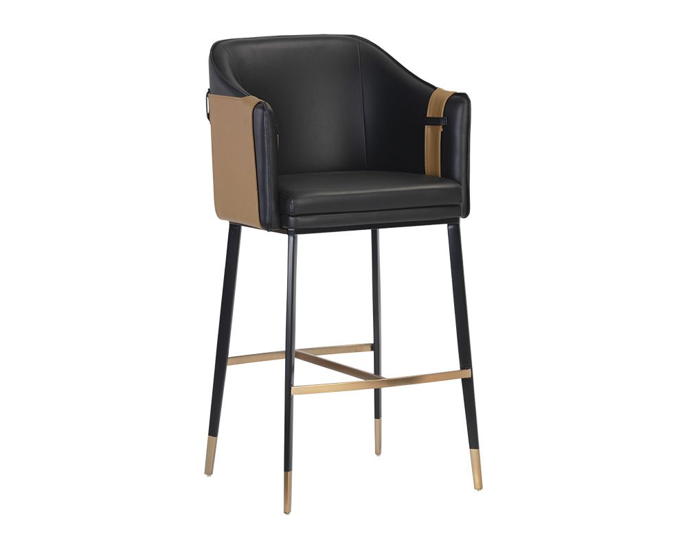 SUNPAN Carter Barstool Napa Black Napa Cognac 106432