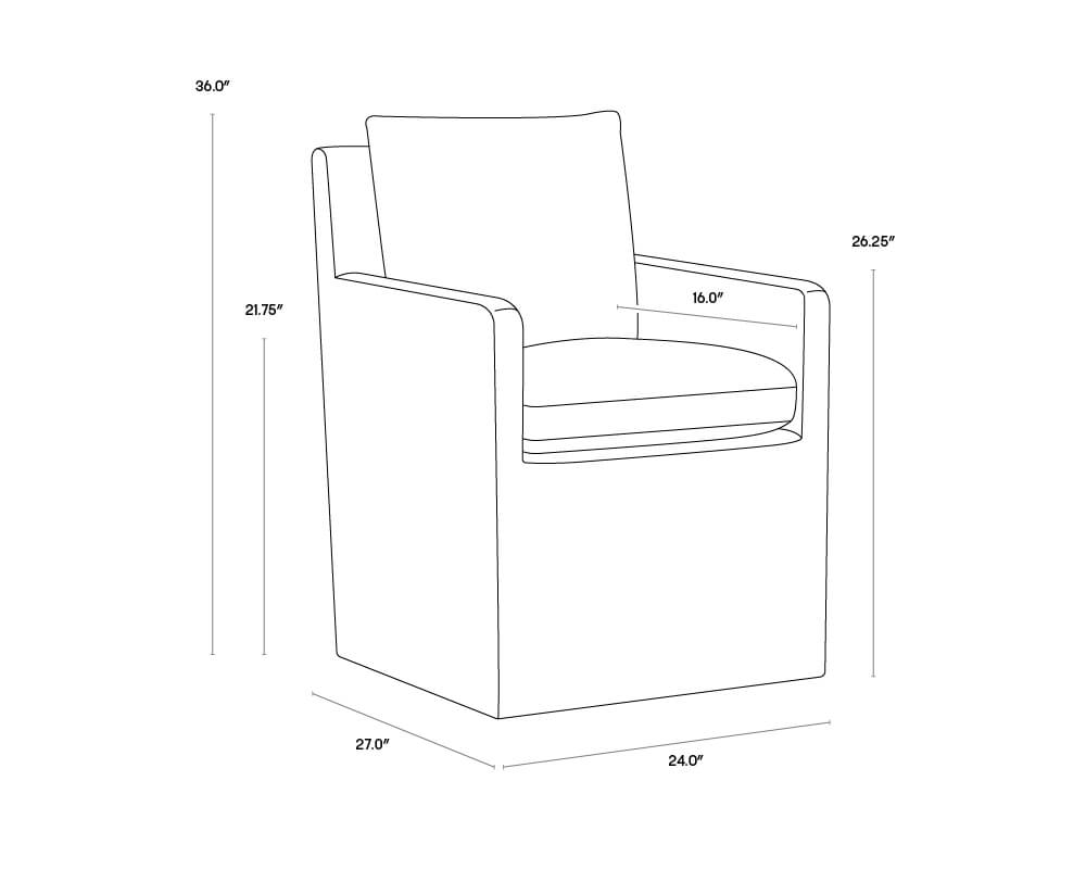 SUNPAN Glenrose Wheeled Dining Armchair - Effie Linen 106570