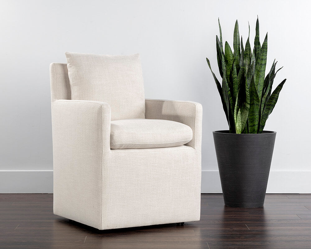 SUNPAN Glenrose Wheeled Dining Armchair - Effie Linen 106570