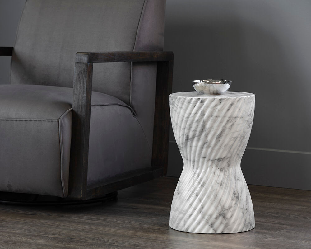 SUNPAN Cara End Table Marble Look - White 106774