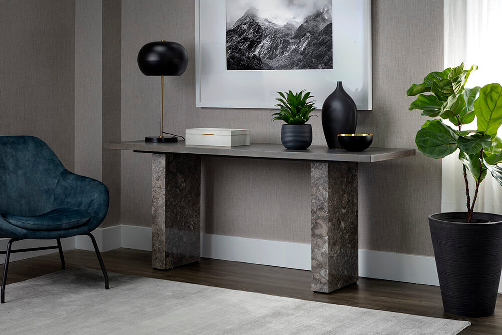 SUNPAN Rebel Console Table Grey Marble / Charcoal Grey 106828