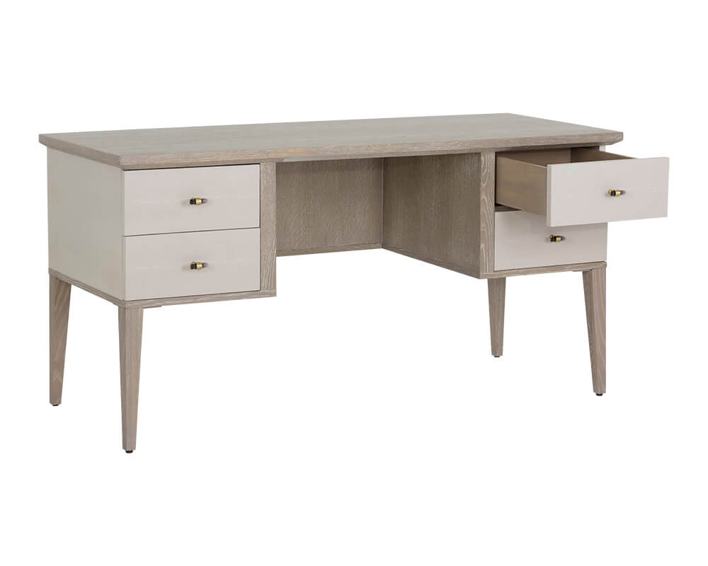 SUNPAN Pattinson Desk White Ceruse - Cream Shagreen 106867