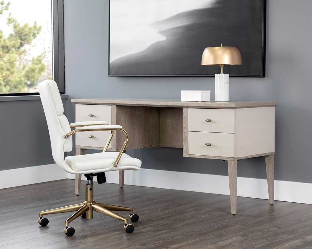 SUNPAN Pattinson Desk White Ceruse - Cream Shagreen 106867