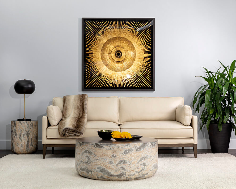 SUNPAN Diaz End Table Marble Look - Antique Brass 107199