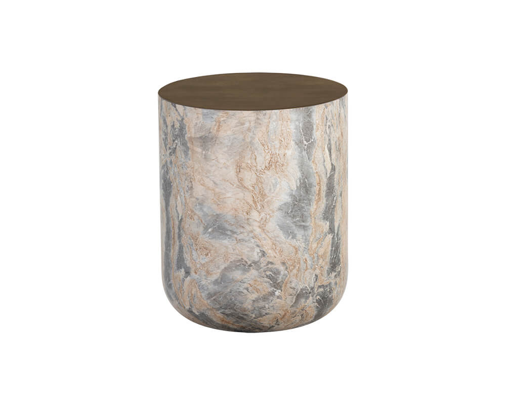 SUNPAN Diaz End Table Marble Look - Antique Brass 107199