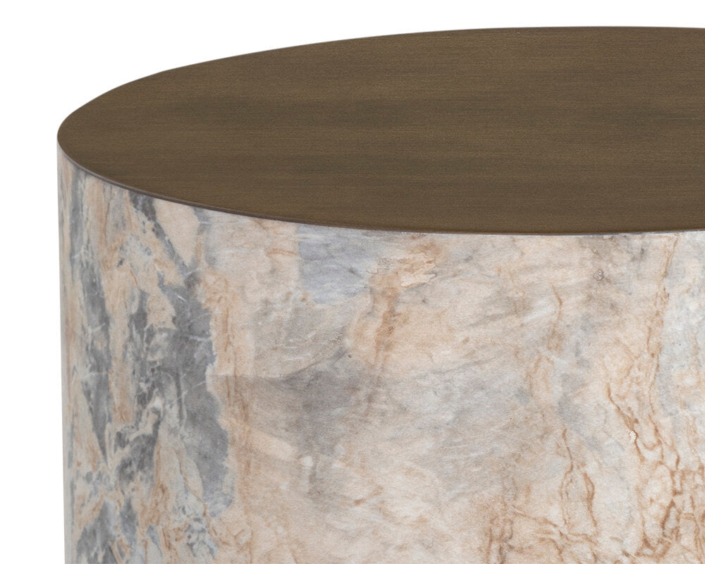 SUNPAN Diaz End Table Marble Look - Antique Brass 107199