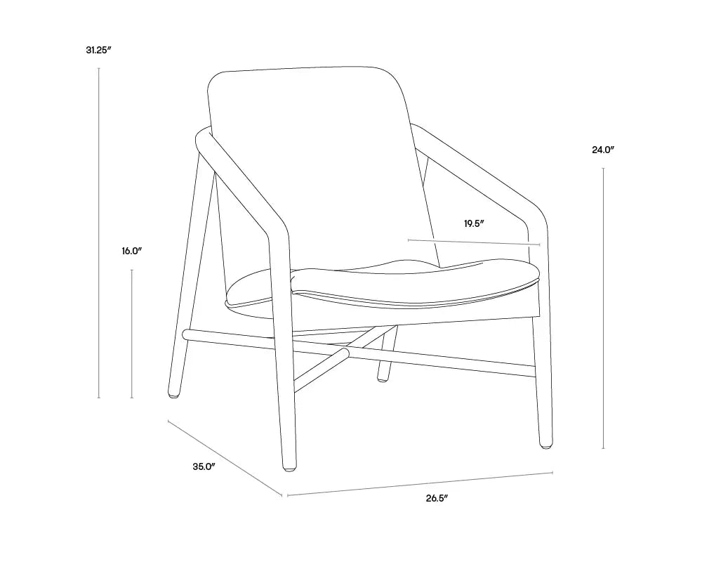 Sunpan Cinelli Lounge Chair Brentwood Charcoal 110538